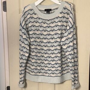 Club Monaco Blue and Cream Chevron Sweater